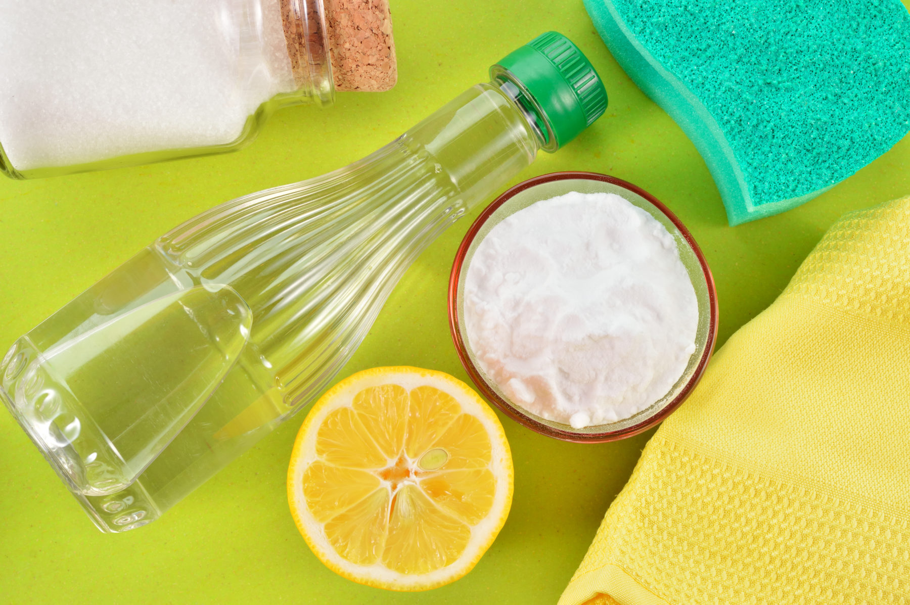 Natural cleaners. Vinegar, baking soda, salt and lemon. Naylor